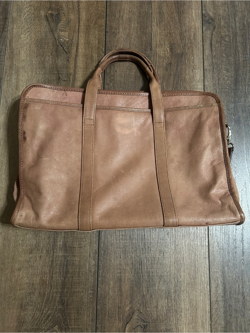 Vintage Distressed Genuine Leather Laptop Briefcase Messenger Bag - Brown